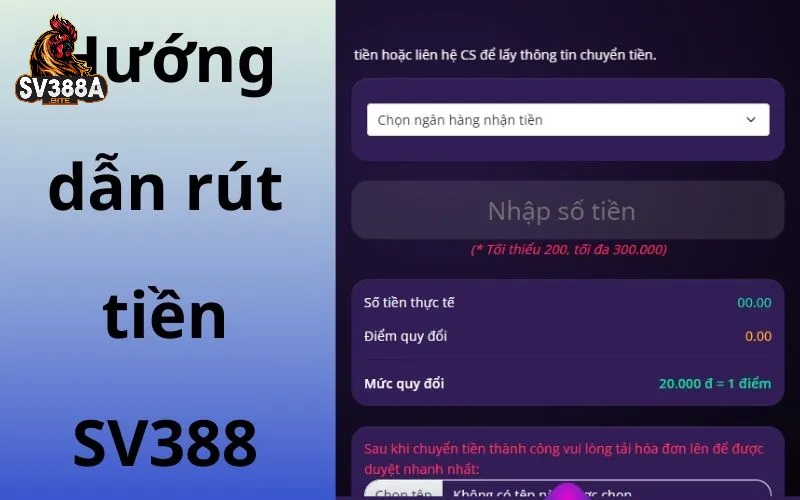 Cách rút tiền từ SV388 về ngân hàng